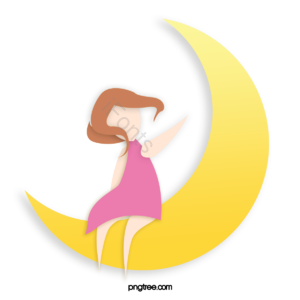 月亮 动画片 和风装饰 夜晚 天空 可爱的月亮 金色的月亮 可爱的女孩