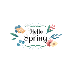 你好 春天 艺术字 创意 字体 植物 花朵 淡雅