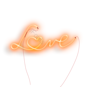 霓虹灯 橘黄色 love元素 爱 情人节元素