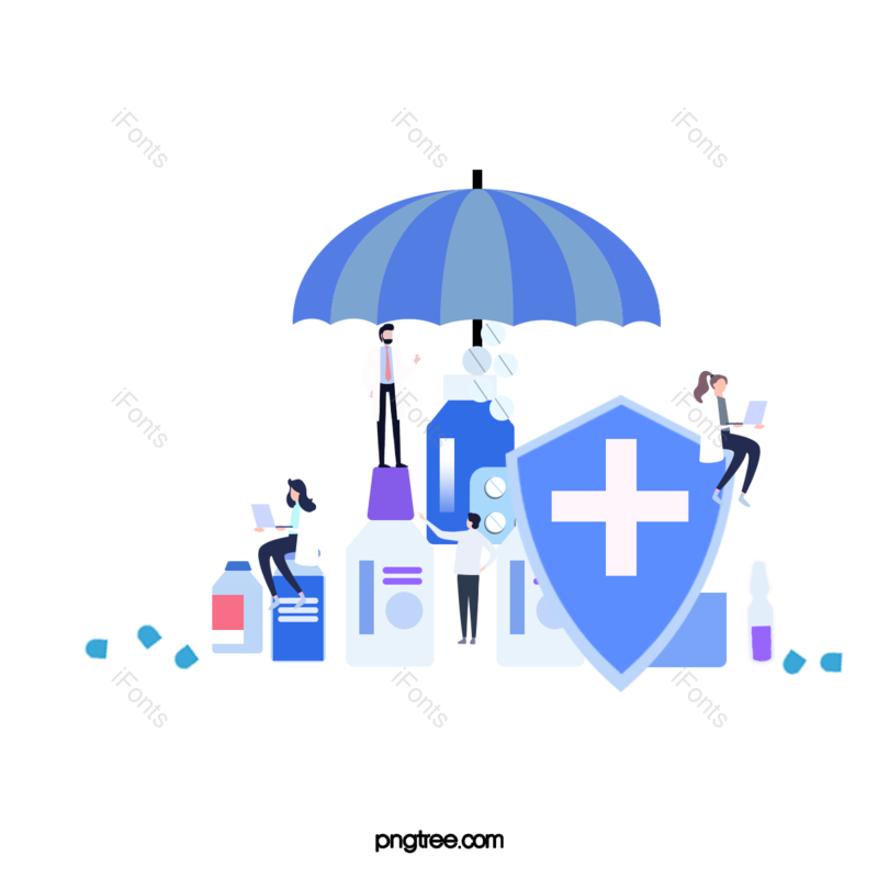 卡通图片,雨伞元素,保护PNG,医学免抠素材
