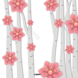 春天 树 剪纸 动画片 手绘 节气 粉 有创意的
