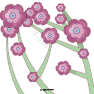 紫色 花朵 春天 主题 剪纸 花枝 小清新 卡通