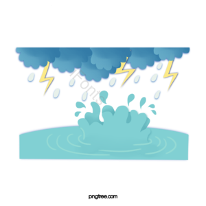  雨 打雷 剪纸 雨滴 湖水 雨 乌云