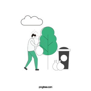 动画片 手绘竽 绿色 植物 环保保护环境 一次性袋 垃圾 树