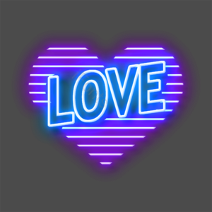 浪漫 love 爱心 霓虹灯元素 紫色love