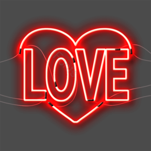 浪漫 love 爱心 霓虹灯元素 粉色love