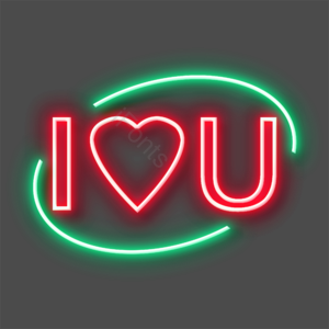 love 爱心 霓虹灯元素 粉色love 霓虹灯字体
