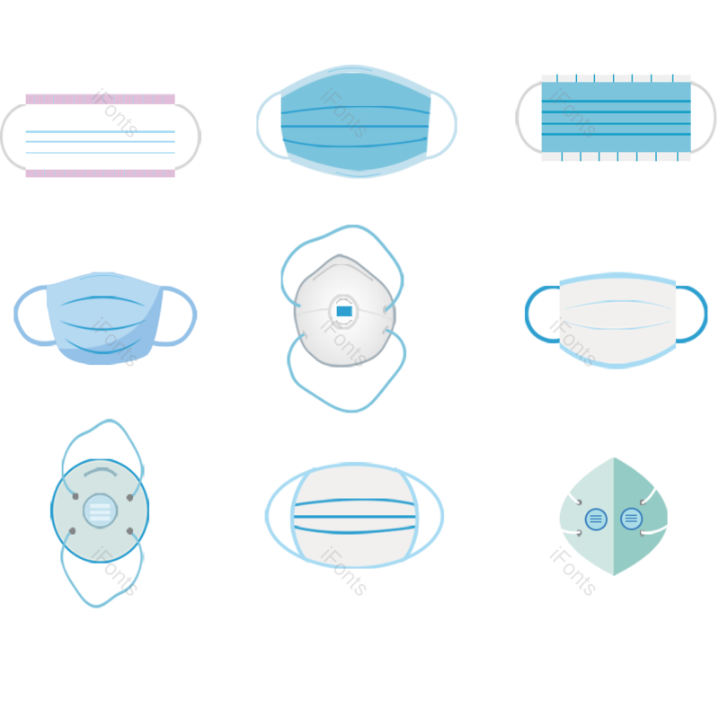保护图片,蓝色元素,动画片PNG,病毒免抠素材