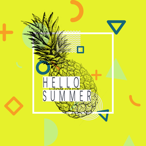 summer party 菠萝 夏季元素 碰撞色彩 几何图形