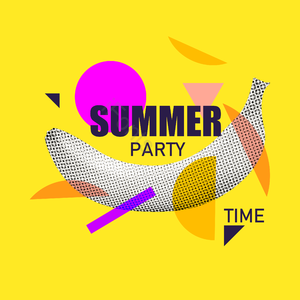 summer party 夏季主题 夏令营 孟菲斯 抽象拼贴画