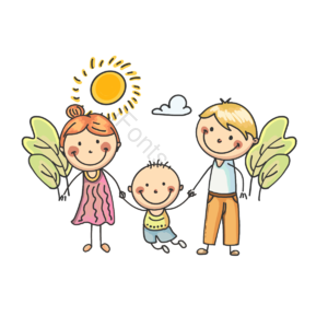 家庭 在户外 儿童幼儿 父母 手牵手 笑眯眯 发 棕色