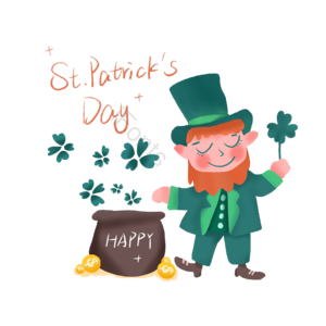 绿色礼帽 圣帕特里克节 四叶草 三叶苜蓿 穿绿色礼服的人 金币 patricks day