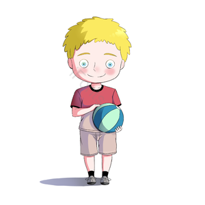 儿童 运动 玩耍 打球 手绘 插画 可爱 小孩