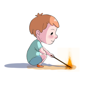 儿童 玩火 可爱 插画 手绘 教育 小孩 玩耍