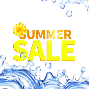 夏天 打折 水 summer sale 透明 立体字 照耀感