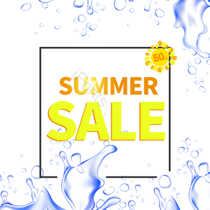 打折 summer sale 水 闪耀 边框 卡通 夏天