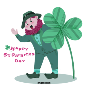 st·patricks day 人物 彩色 卡通风格 手绘 幸运草