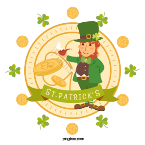 圣帕特里克节 三叶草 绿色 patricks day 手绘 人物 金币