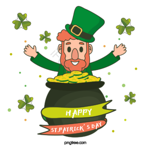三叶草 patricks day 绿色 圣帕特里克节 手绘 人物 金币