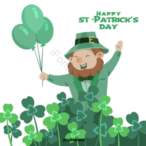 手绘 st·patricks day 卡通风格 人物 彩色 四叶草