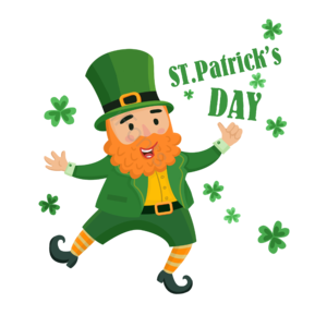 patricks day 圣帕特里克节 绿色 卡通人物 三叶草 节日 手绘