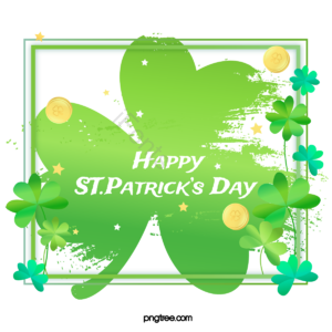 三叶草 patricks day 绿色 圣帕特里克节 手绘 金币 边框