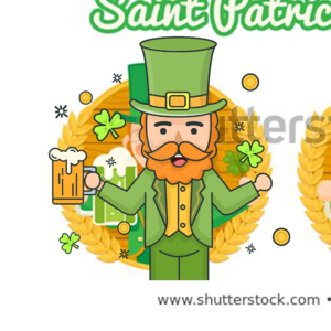 圣帕特里克节 patricks day 绿色 啤酒 卡通人物 节日 金币