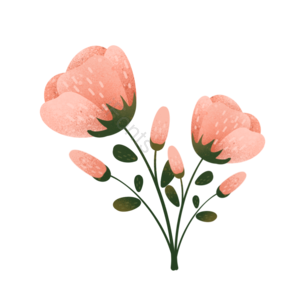 彩花 手绘花 玫瑰 卡通花 花卉装饰 花边框 黄花 花卉
