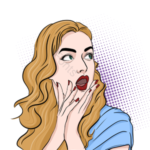 波普尔 女人 美女 惊讶的 蓝色 性感的 吃惊 元素