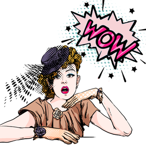 波普尔 女人 复古的 美女 惊讶的 手绘竽 画 插画用图