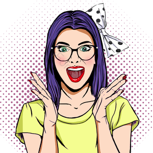 波普尔 惊讶的 女人 手绘竽 插画用图 吃惊 美女 元素