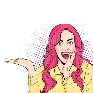 波普尔 女人 复古的 吃惊 惊讶的 性感的 插画用图 画