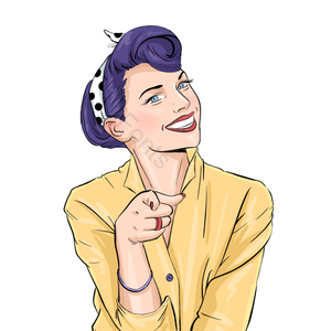波普 女人 美女 复古 黄色 手绘 插画 元素