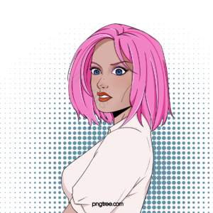 波普尔 女人 动画片 粉 插画 吃惊 惊讶的 性感的