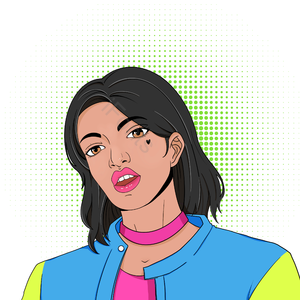 女人 女孩 惊讶 叛逆 漫画 复古 插画 绘画