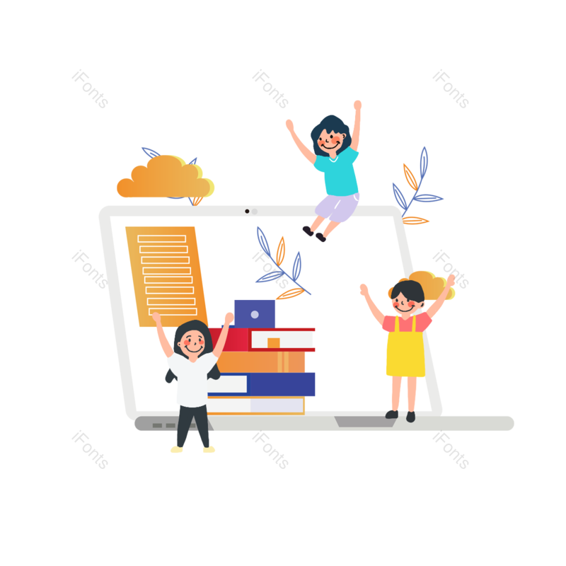 学习图片,电脑元素,动画片PNG,合作免抠素材