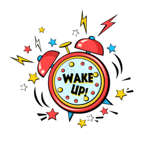 闹钟 wake up 起床 催促 波普风格 手绘 闹铃