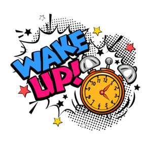 闹钟 钟表 波普风个 手绘 wake up 起床 催促
