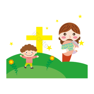 动画片 手绘竽 红色 围巾 绿色 耶稣基督 儿童幼儿 植物