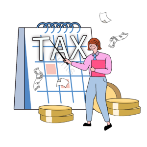 日历 卡通 手绘 tax 税法 计算 红色 粉色