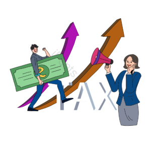箭头 紫色 卡通 手绘 tax 税法 计算 红色