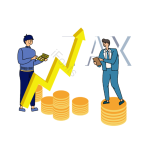 箭头 金币 卡通 手绘 tax 税法 计算 红色