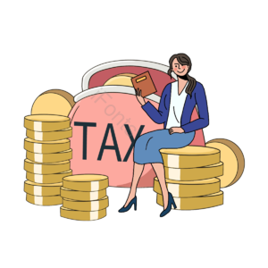 钱包 金币 卡通 手绘 tax 税法 计算 红色