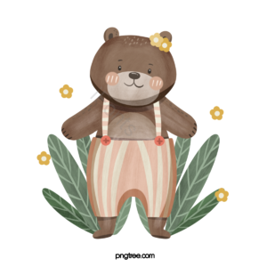 动物 小熊 简约 可爱 手绘 卡通 清新 植物