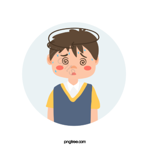 发烧和发烧 性格 学童 男孩 头像 感冒 流鼻涕 发烧