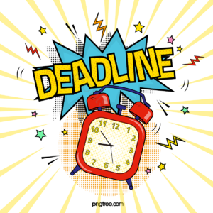 卡通闹钟 波普风格 漫画 deadline 爆炸效果 圆点 星星 红色