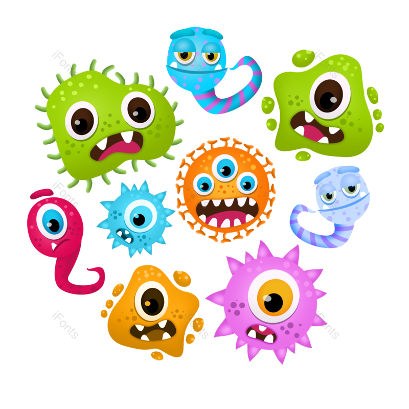 动画片图片,病毒元素,微生物PNG,面具免抠素材