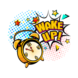 闹钟 闹铃 手绘 波普风格 wake up 星星 对话框