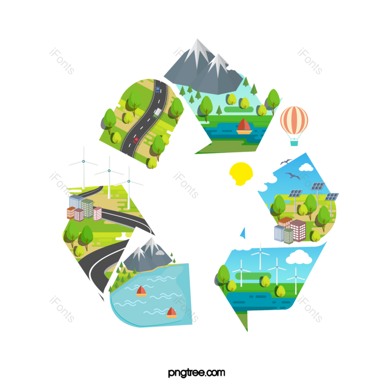 城市矢量图片,绿色低碳元素,动画片PNG,绿色矢量图免抠素材