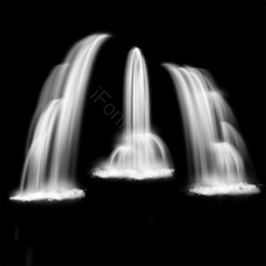 手绘 瀑布 流水 细腻 风景 3d 立体 水流